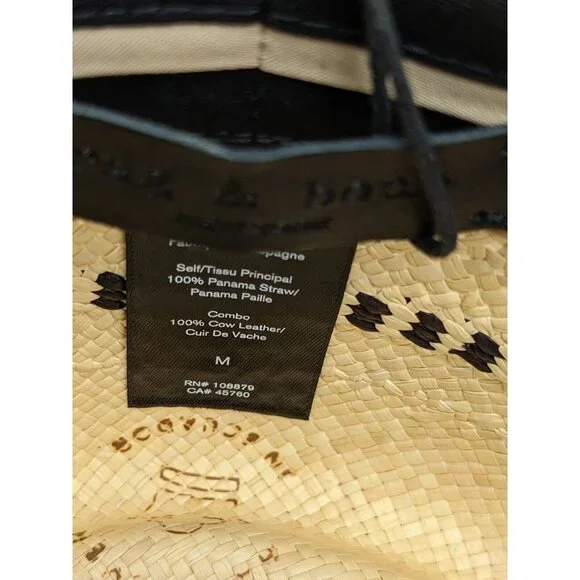 RAG & BONE Cora straw women's boater panama hat -Natural/Tan - SMALL